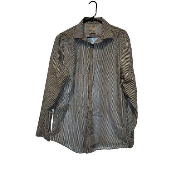 Ryan Seacrest Shirt Mens 16 1/2 34-35 Blue Pin Stripe Slim Fit‎ Stretch Non Iron - Picture 1 of 13